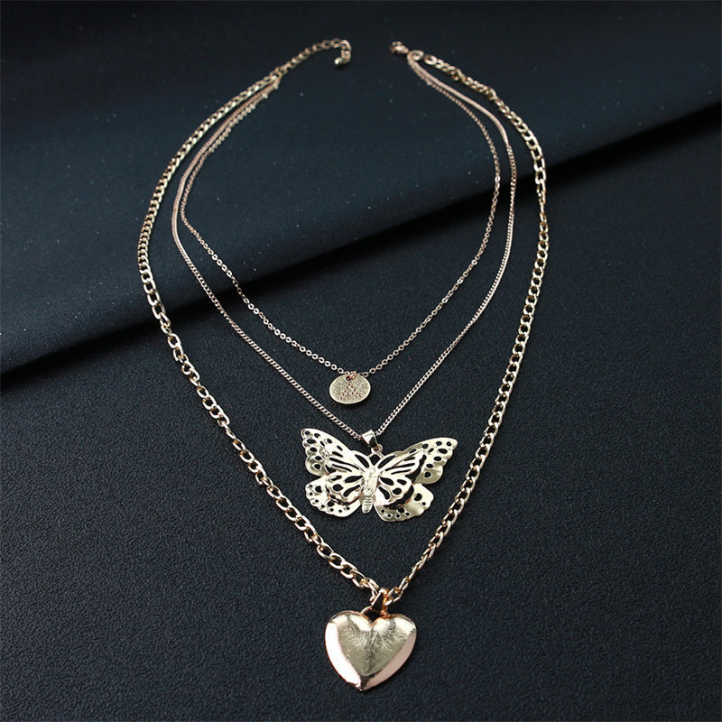 Collares casuales de patchwork con mariposas sólidas