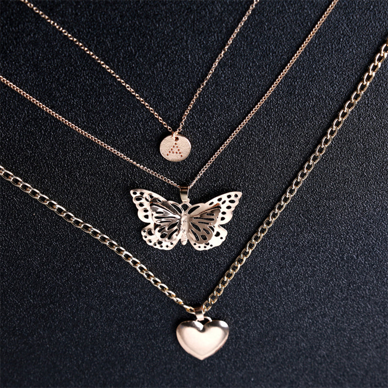 Collares casuales de patchwork con mariposas sólidas