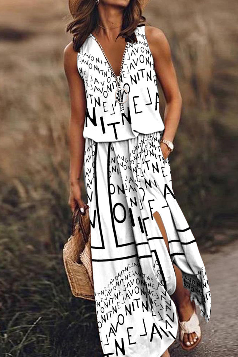 Vestido informal de calle con cremallera y cuello en V (3 colores)