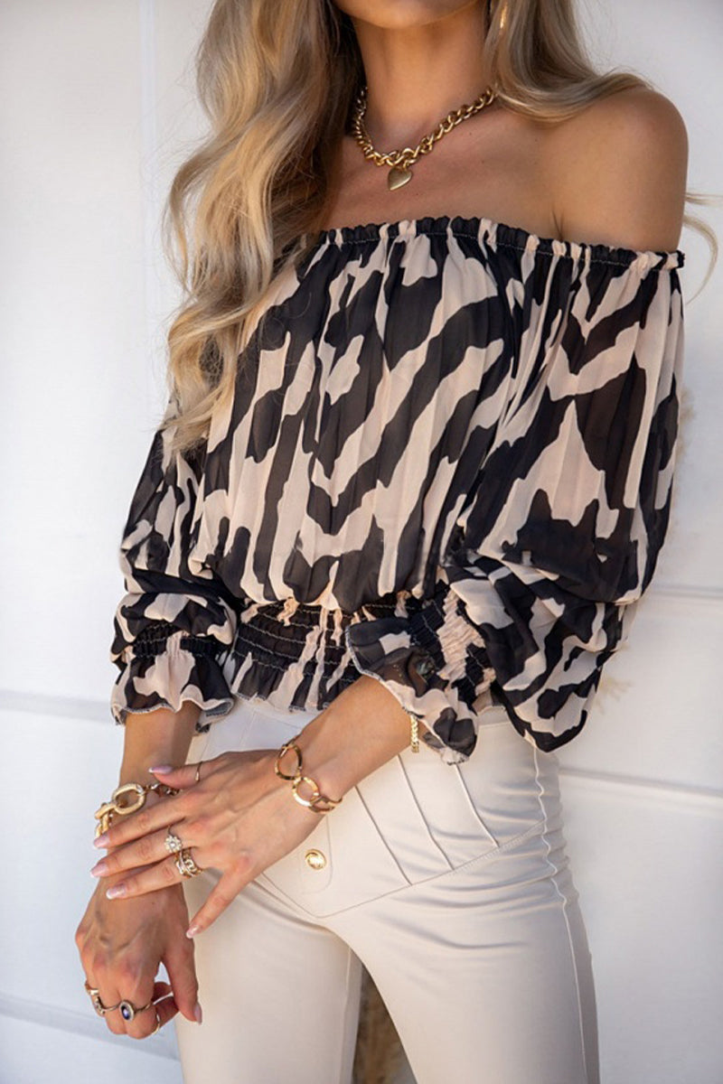 Camisetas sexys de patchwork liso con hombros descubiertos