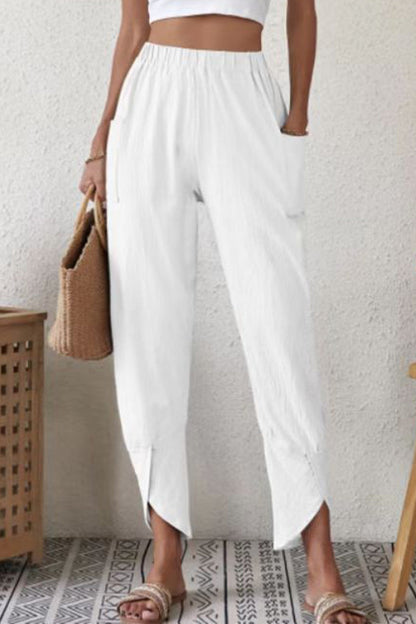 Pantalones Harlan casuales de cintura alta, holgados, con bolsillos y bolsillos lisos (4 colores)