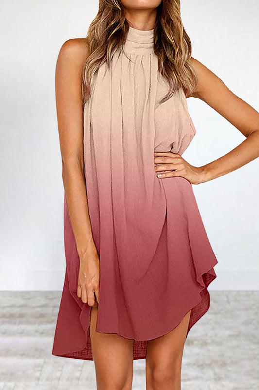 Vestido informal de calle con cuello halter y contraste gradual