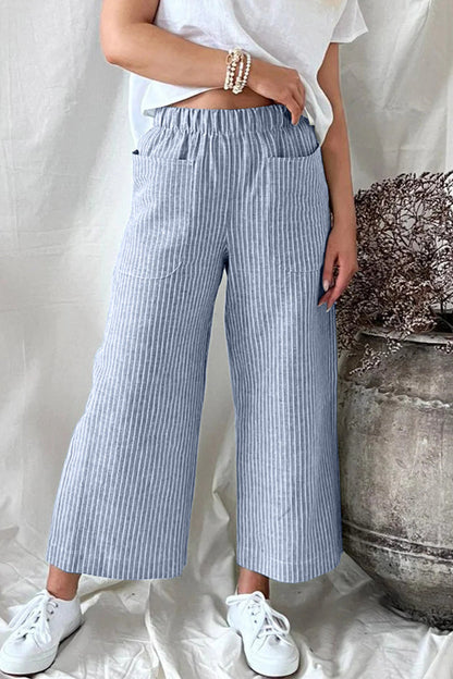 Pantalones casuales rectos y holgados con bolsillos lisos (3 colores)