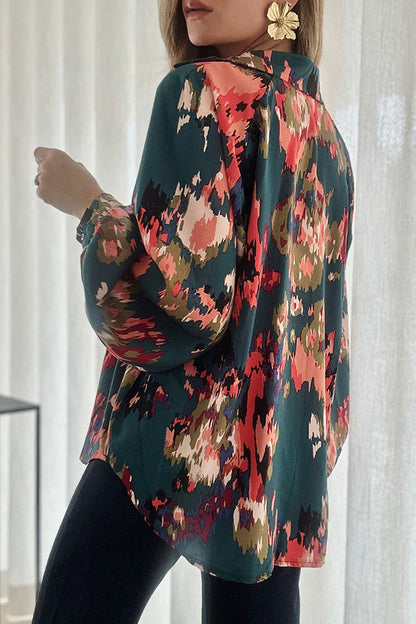 Blusas elegantes con cuello en V y estampado de patchwork para trabajar