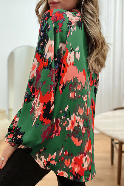 Blusas elegantes con cuello en V y estampado de patchwork para trabajar