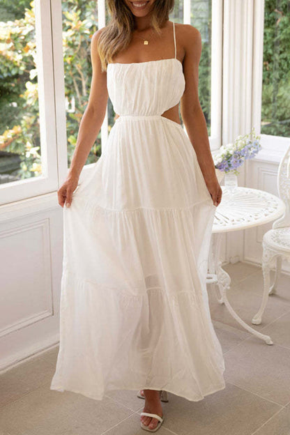 Vestido de tirantes con cuello cuadrado, color liso, bonito y dulce