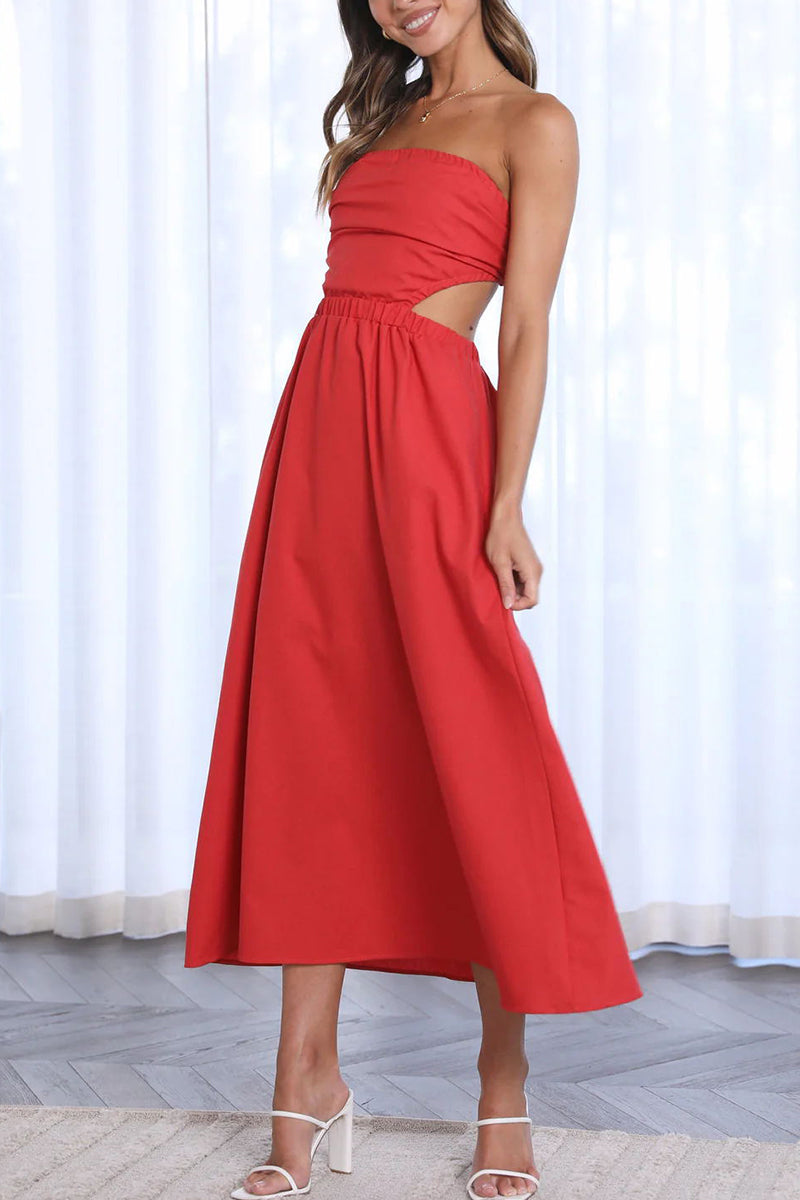 Vestidos de celebridades sexys con faldas lisas, sin espalda y sin tirantes.