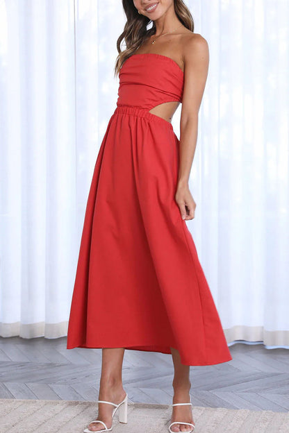 Vestidos de celebridades sexys con faldas lisas, sin espalda y sin tirantes.