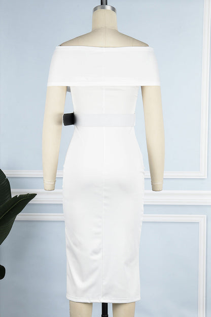 Vestidos sexis elegantes de un solo color con cinturón, escote en V y falda de un solo paso (8 colores)