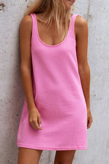 Vestido sexy informal liso con cuello en U (8 colores)