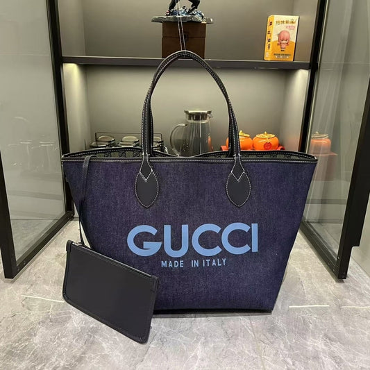 GUCCI TOTISSIMA MEDIUM REVERSIBLE TOTE DENIM DARK BLUE 30CM 820481 FAD3J 8441