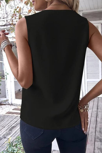 Tops casuales sencillos con cuello en V y parches lisos (4 colores)