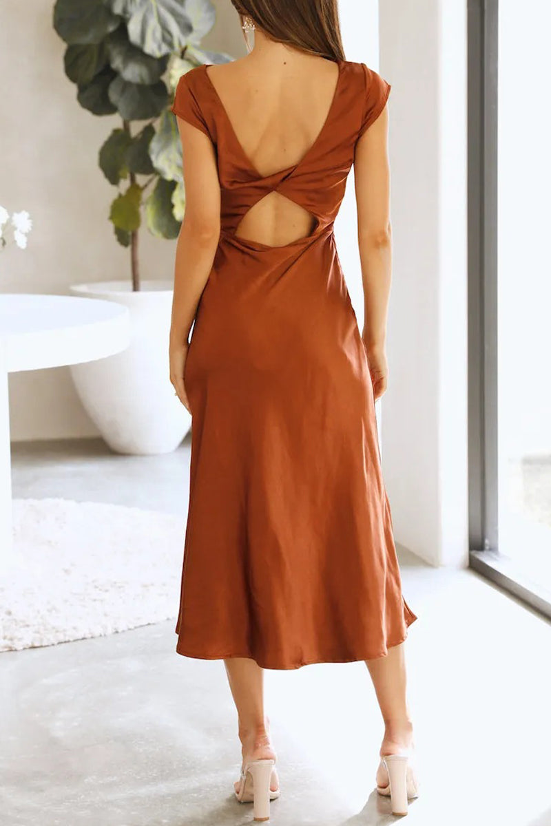 Vestidos de princesa elegantes de celebridades con cuello asimétrico, espalda descubierta y liso