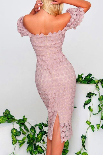 Vestidos de princesa con cuello cuadrado y encaje liso, elegantes y dulces (3 colores)