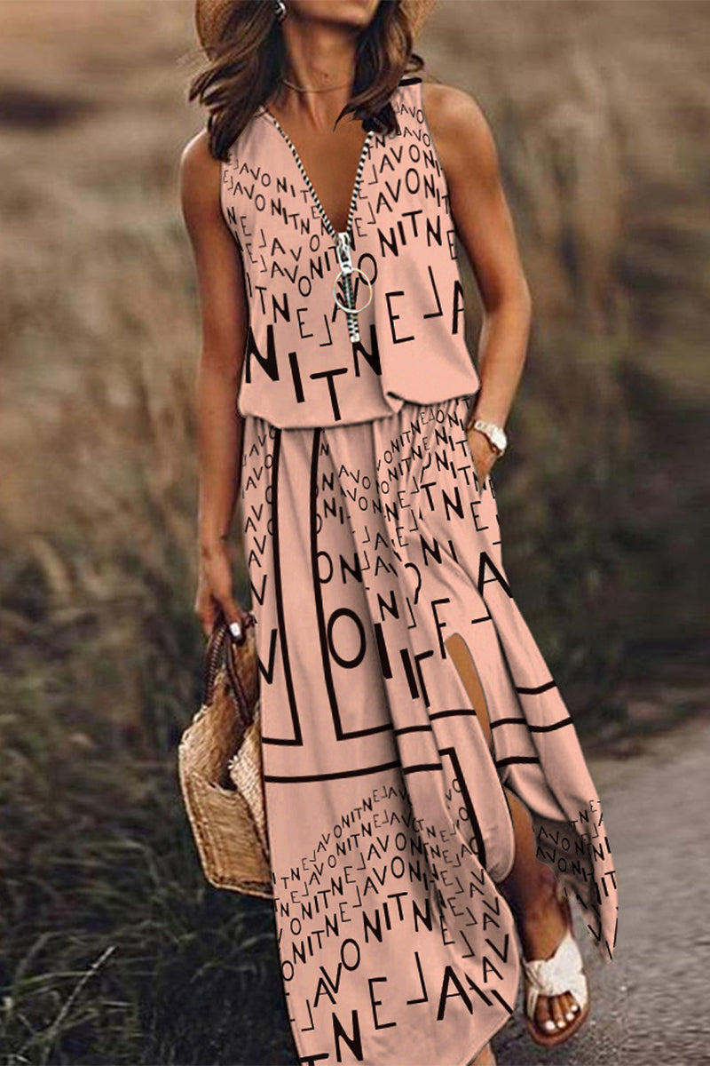 Vestido informal de calle con cremallera y cuello en V (3 colores)