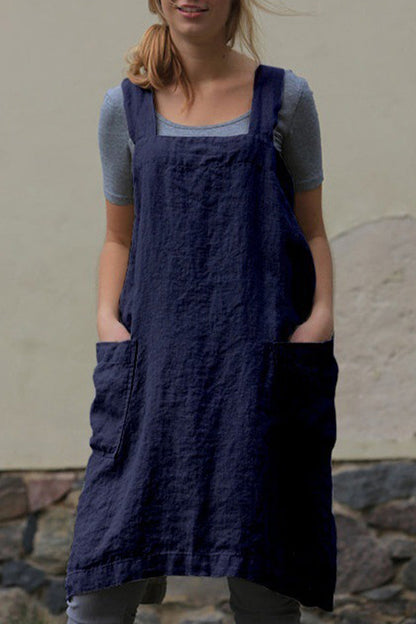 Vestido informal de diario con bolsillos sólidos, cuello cuadrado, irregular (6 colores)