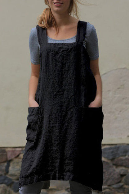Vestido informal de diario con bolsillos sólidos, cuello cuadrado, irregular (6 colores)
