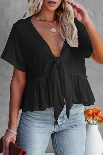 Blusas sexis de cuello tipo polo con banda lisa para uso diario (5 colores)