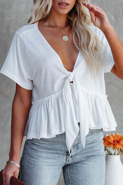 Blusas sexis de cuello tipo polo con banda lisa para uso diario (5 colores)