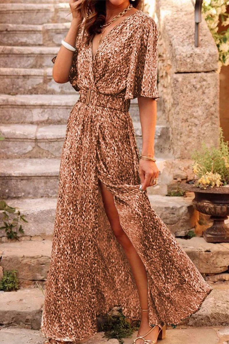 Vestidos bohemios universitarios con estampado floral y cinturón, cuello en V y falda (5 colores)