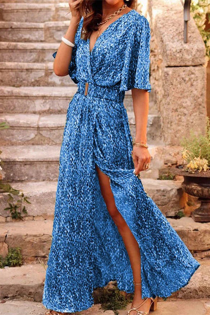 Vestidos bohemios universitarios con estampado floral y cinturón, cuello en V y falda (5 colores)
