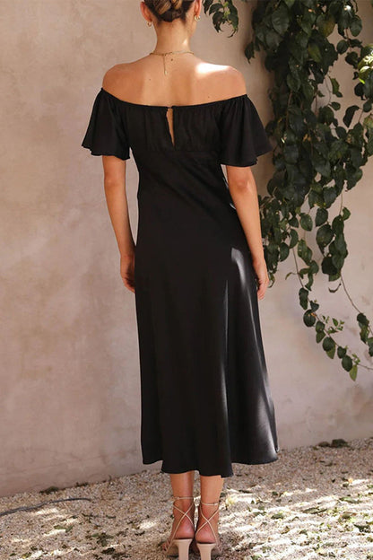 Vestidos plisados con hombros descubiertos y aberturas sólidas de celebridades sexys