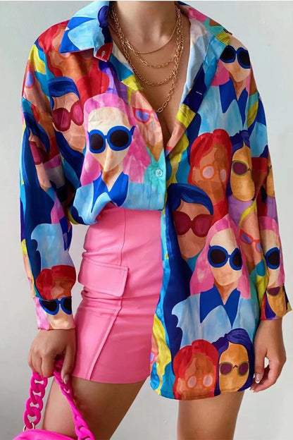 Blusas de cuello camisero con patchwork geométrico de Street College