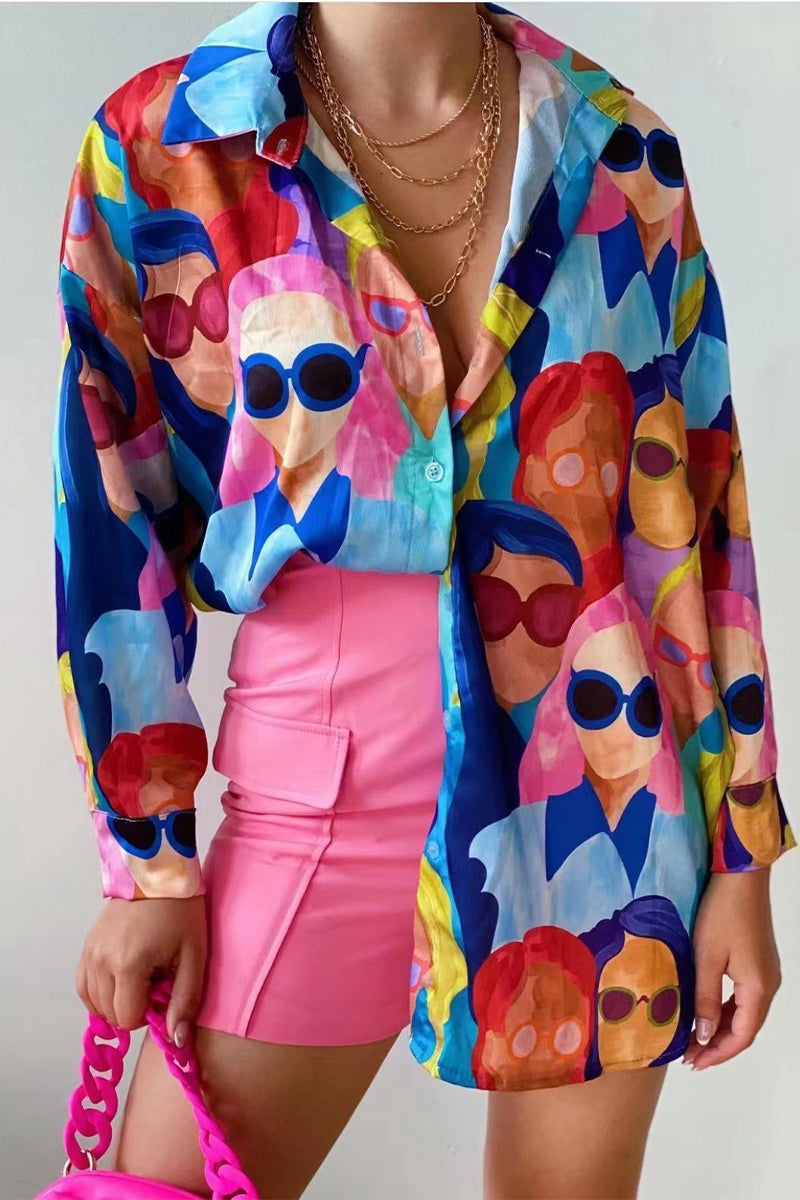 Blusas de cuello camisero con patchwork geométrico de Street College