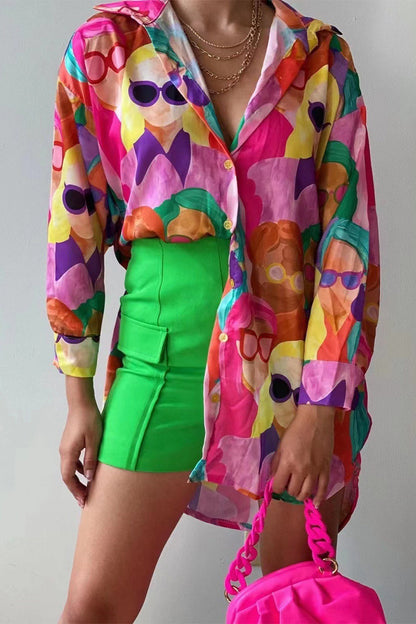 Blusas de cuello camisero con patchwork geométrico de Street College
