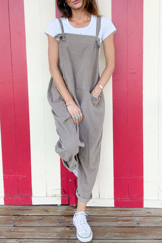 Monos holgados con bolsillos lisos y sencillos de estilo casual