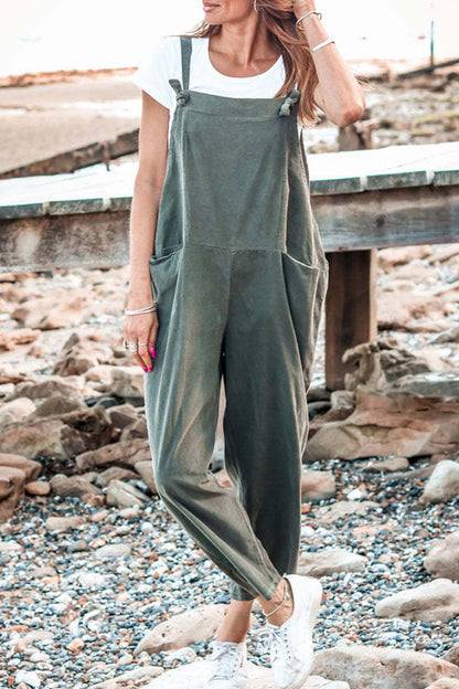 Monos holgados con bolsillos lisos y sencillos de estilo casual