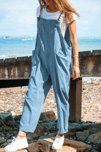 Monos holgados con bolsillos lisos y sencillos de estilo casual