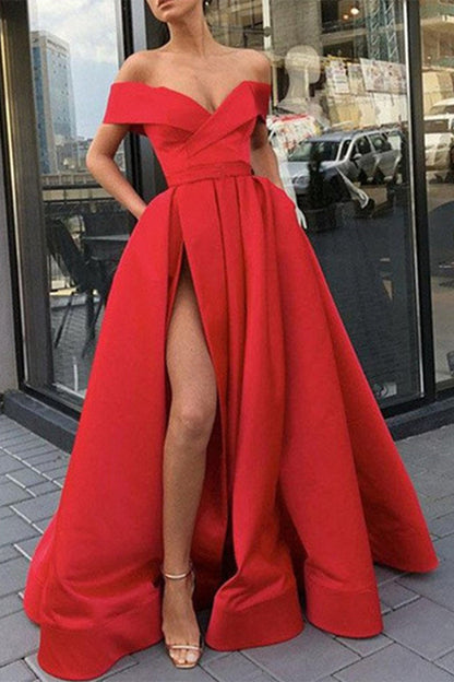 Elegante vestido de noche formal con escote en V y abertura en el lateral (12 colores)