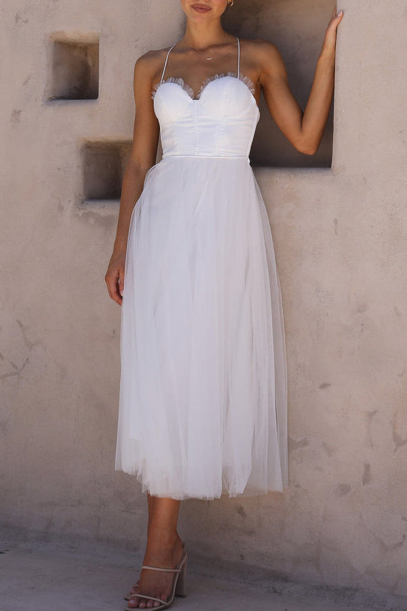 Vestidos de princesa elegantes y dulces con escote en V liso (8 colores)