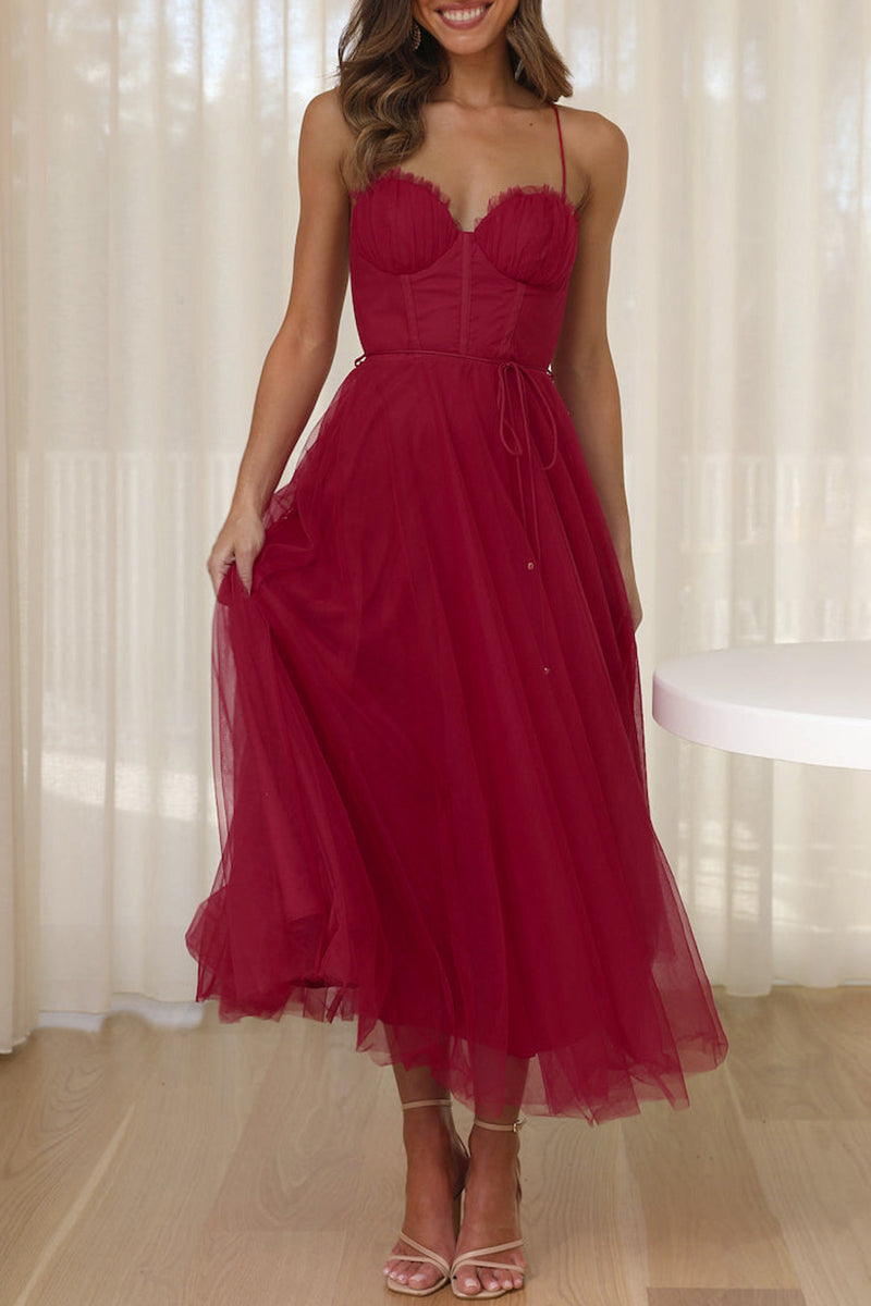 Vestidos de princesa elegantes y dulces con escote en V liso (8 colores)