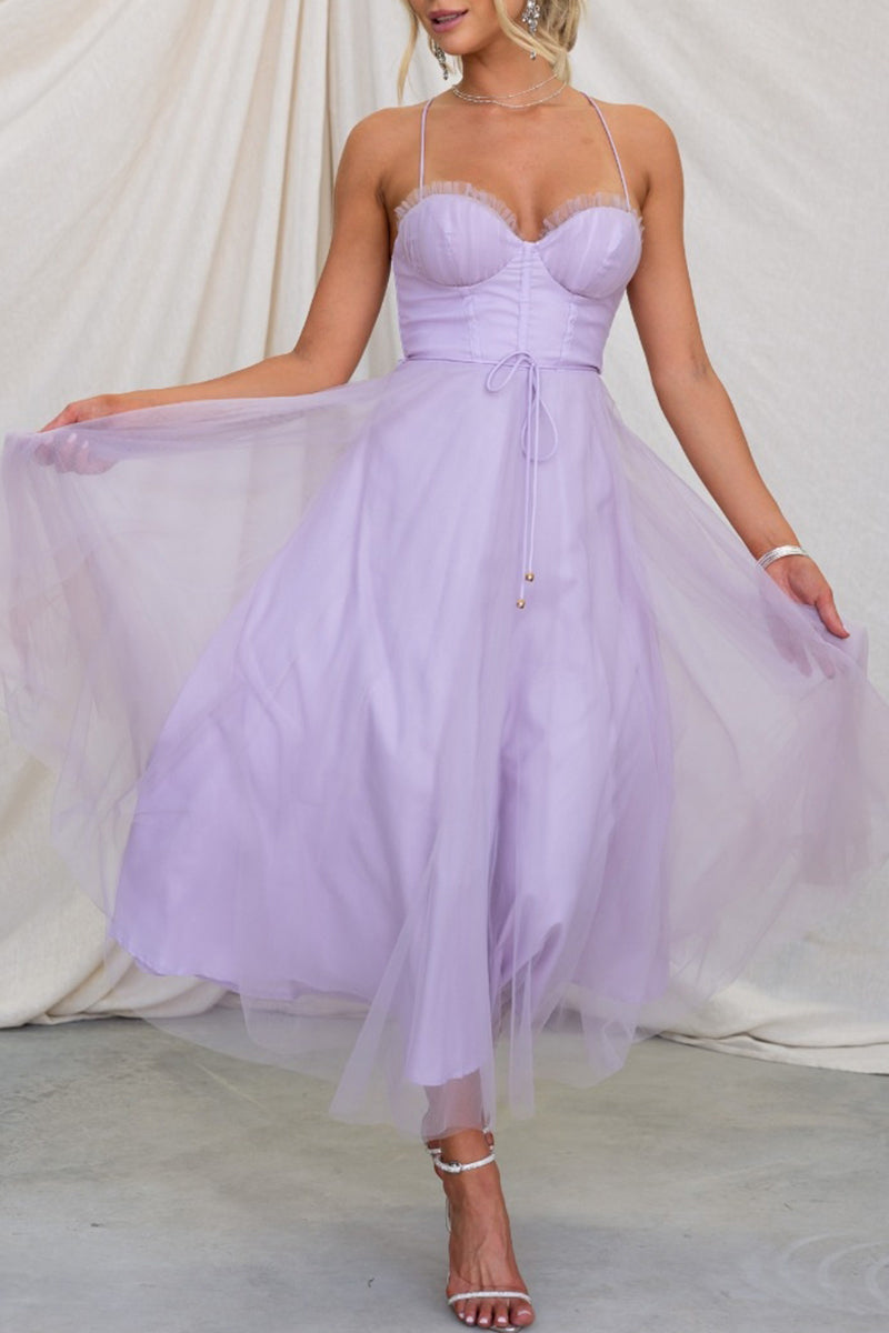 Vestidos de princesa elegantes y dulces con escote en V liso (8 colores)