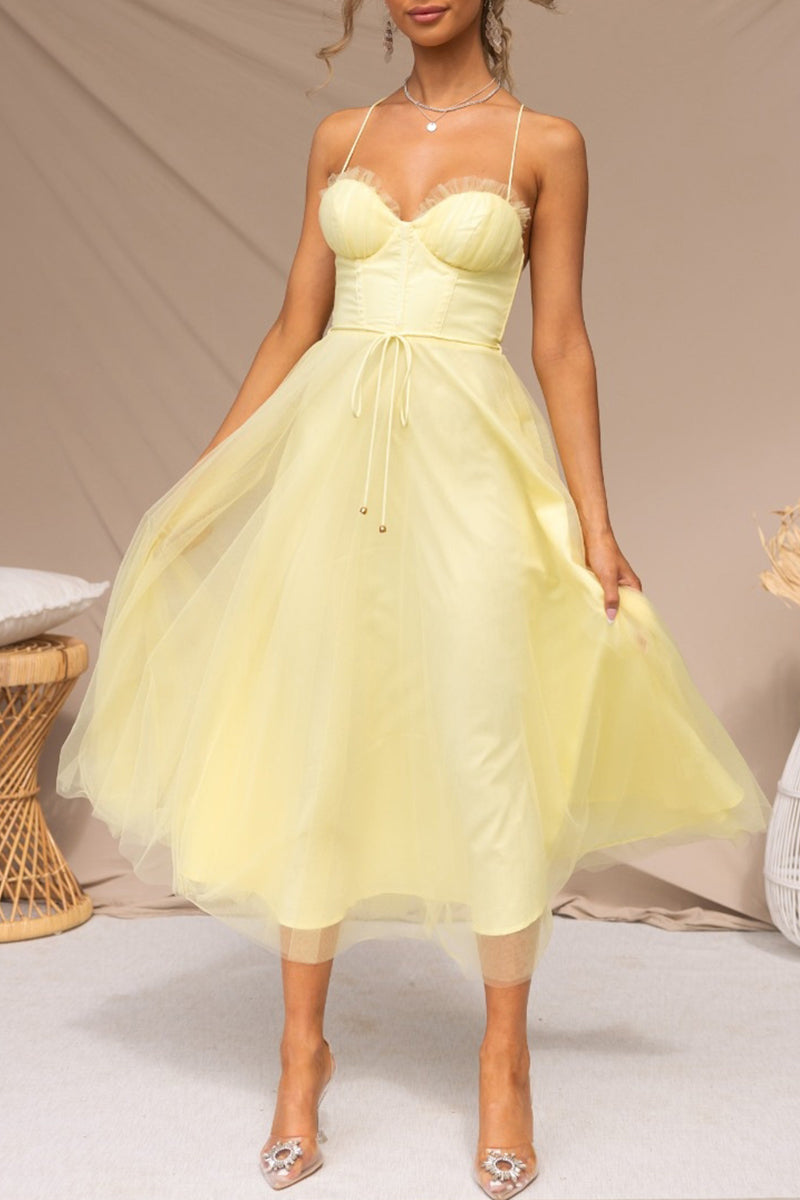 Vestidos de princesa elegantes y dulces con escote en V liso (8 colores)