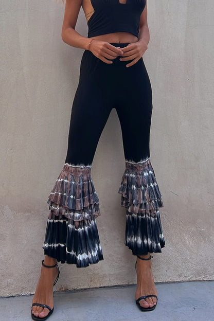 Pantalones casuales de talle alto ajustados con parches sólidos y altavoz