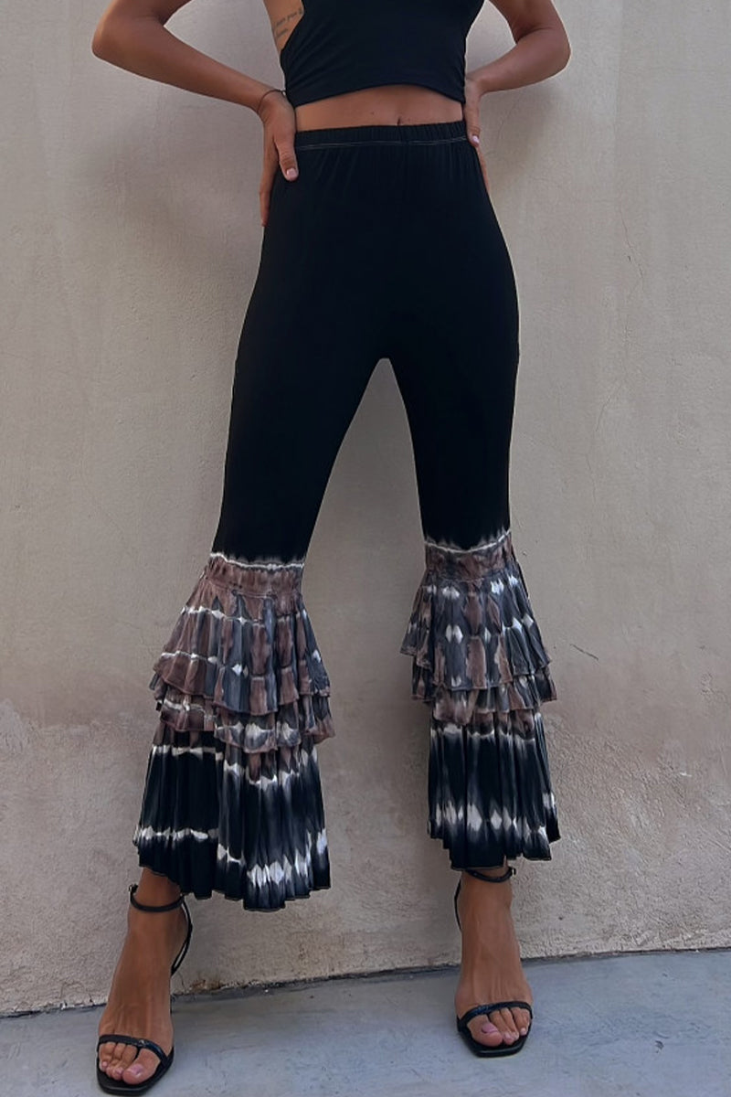 Pantalones casuales de talle alto ajustados con parches sólidos y altavoz
