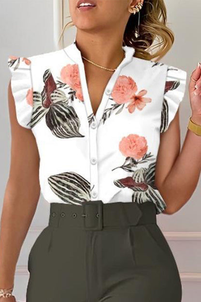 Blusas elegantes con cuello en V y estampado de patchwork de celebridades (8 colores)