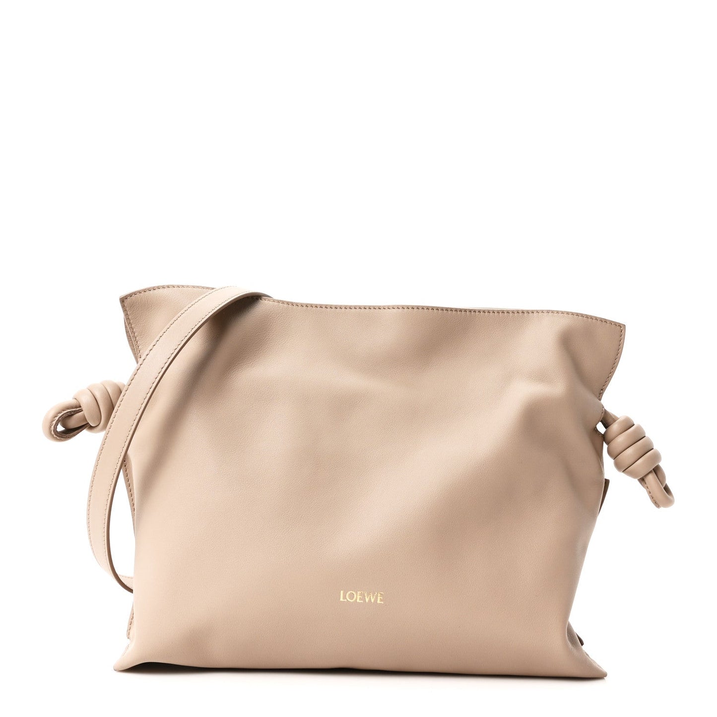 Nappa Calfskin Medium Flamenco Knot Clutch Sand