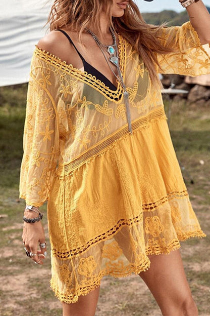 Traje de baño sexy de vacaciones, liso, ahuecado, para cubrirse (6 colores)