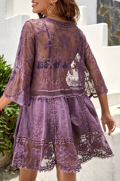 Traje de baño sexy de vacaciones, liso, ahuecado, para cubrirse (6 colores)