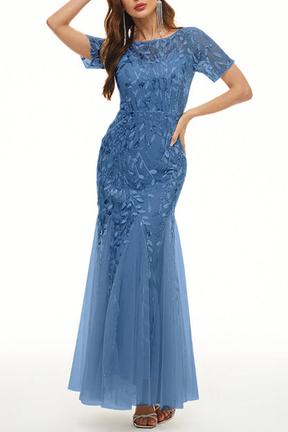 Vestidos de noche elegantes de celebridades con cuello redondo y lentejuelas de patchwork (11 colores)