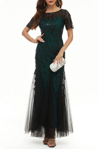 Vestidos de noche elegantes de celebridades con cuello redondo y lentejuelas de patchwork (11 colores)