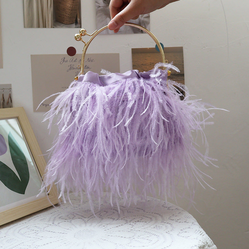 Bolsos casuales de fiesta diarios con parches sólidos y plumas
