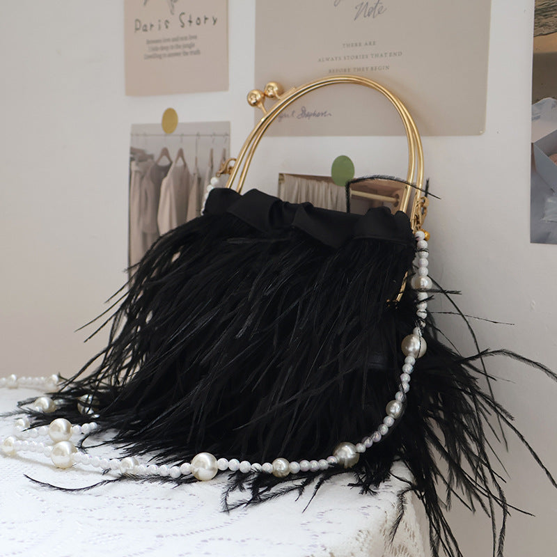 Bolsos casuales de fiesta diarios con parches sólidos y plumas
