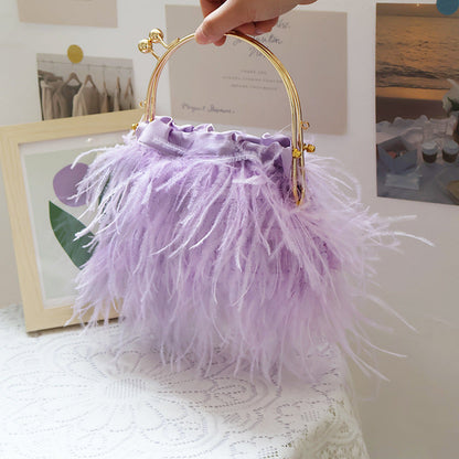 Bolsos casuales de fiesta diarios con parches sólidos y plumas