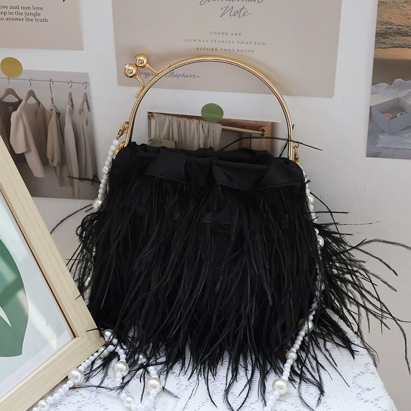 Bolsos casuales de fiesta diarios con parches sólidos y plumas