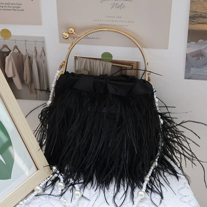 Bolsos casuales de fiesta diarios con parches sólidos y plumas